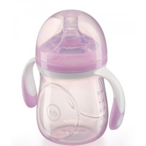 Happy Baby Бутылочка для кормления с ручками и широким горлом, 180 мл - фиолетовая